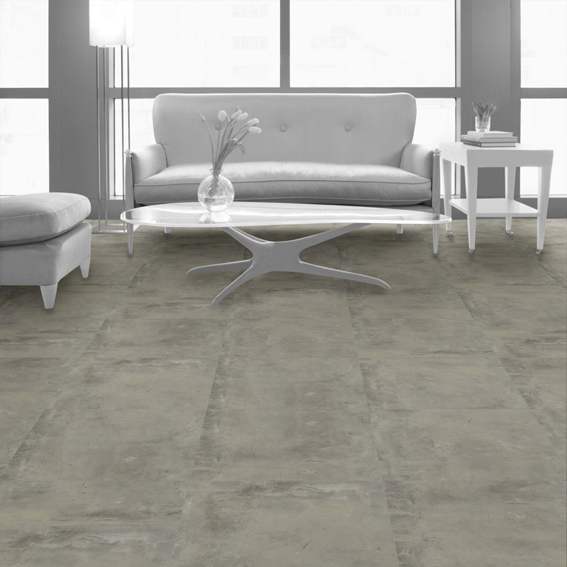 Interface Textured Stone Loose Lay Vinyl Planks Cool Polished Cement
