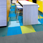 The grid pattern is particularly popular with carpet tiles