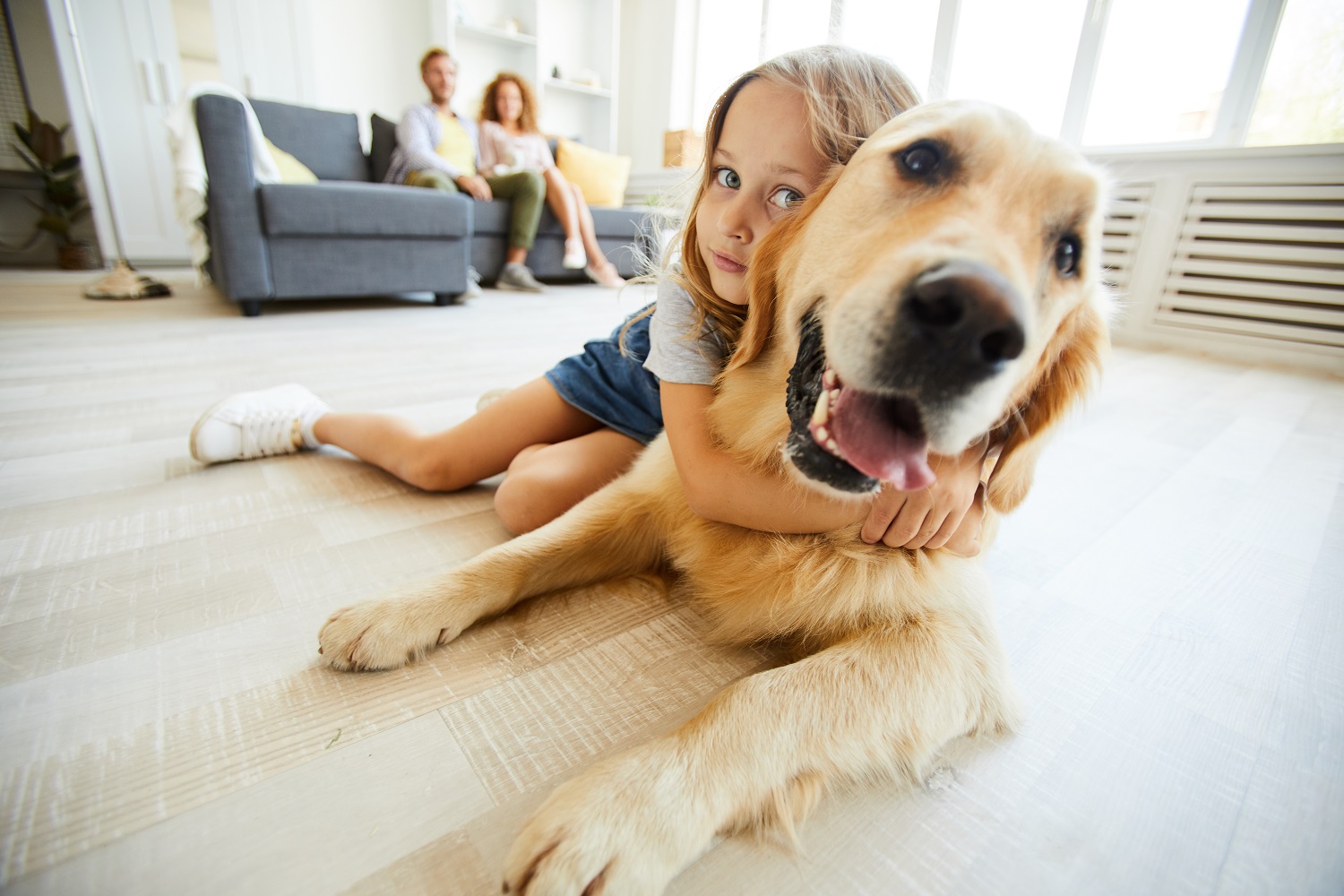 Lighter flooring is more dog and kid friendly