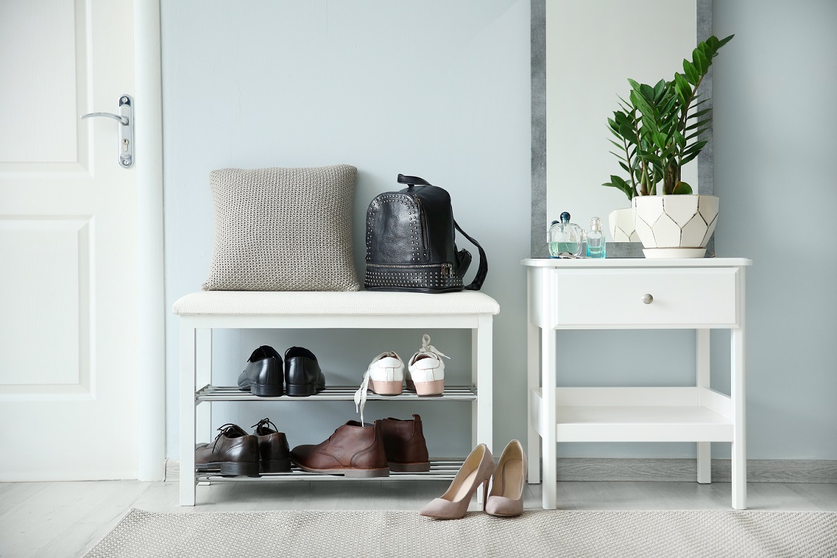 Shoe rack near entrance