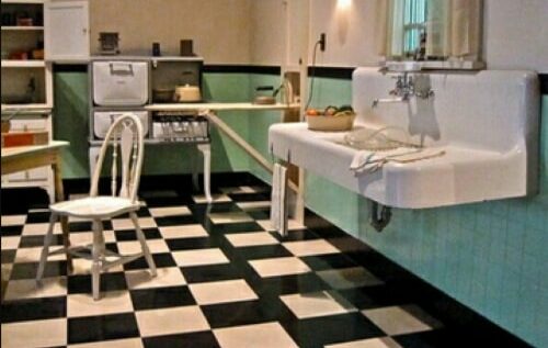 Black and white checkerboard flooring is a popular choice for bathrooms and kitchens. 