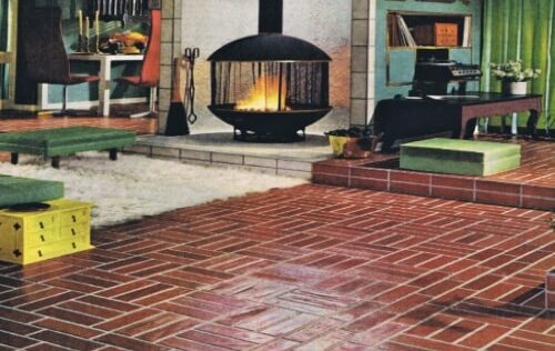 Creating a faux brick flooring as a popular DIY project. 