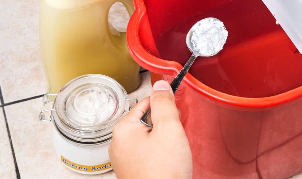 The most common and effective homemade grout cleaner is a mixture of baking soda, hydrogen peroxide, and dish soap.