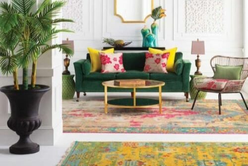 Patterned carpets helps create a sophisticated look. 