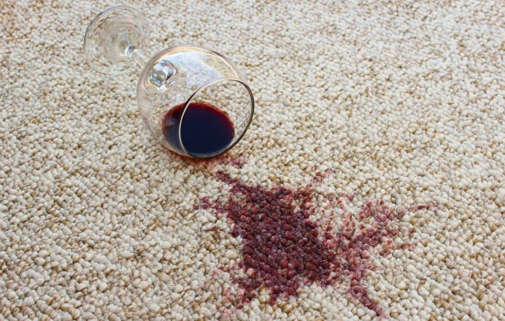 Wine spill on carpet.