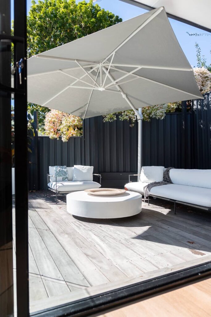 Outdoor pool deck shade.
