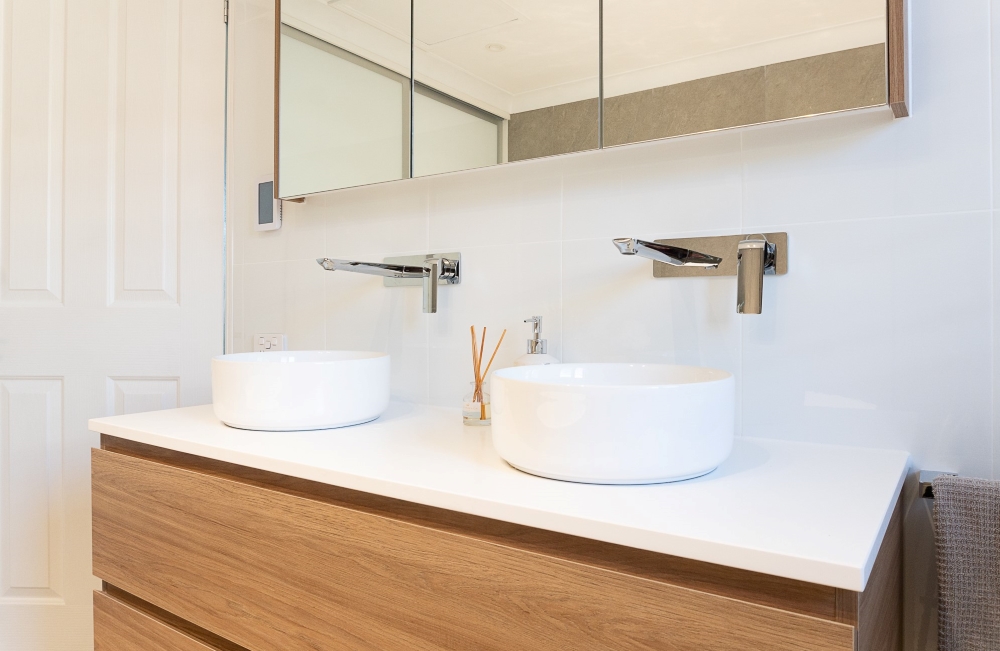 His and hers bathroom sinks.