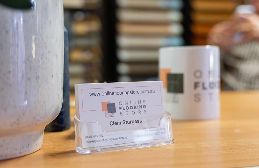 Clem Sturgess business card, Online Flooring Store.